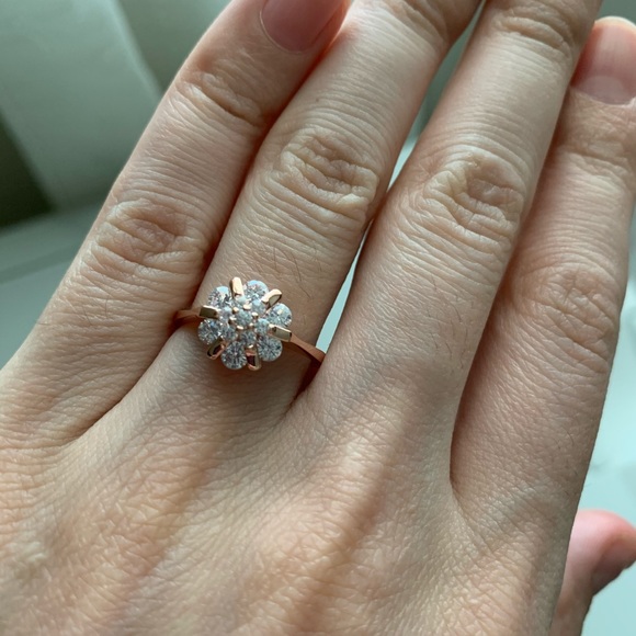 Flower Zircon wedding Rings Crystals Rose Gold - Picture 5 of 8